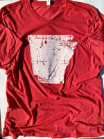 Distressed Arkansas Red Tee